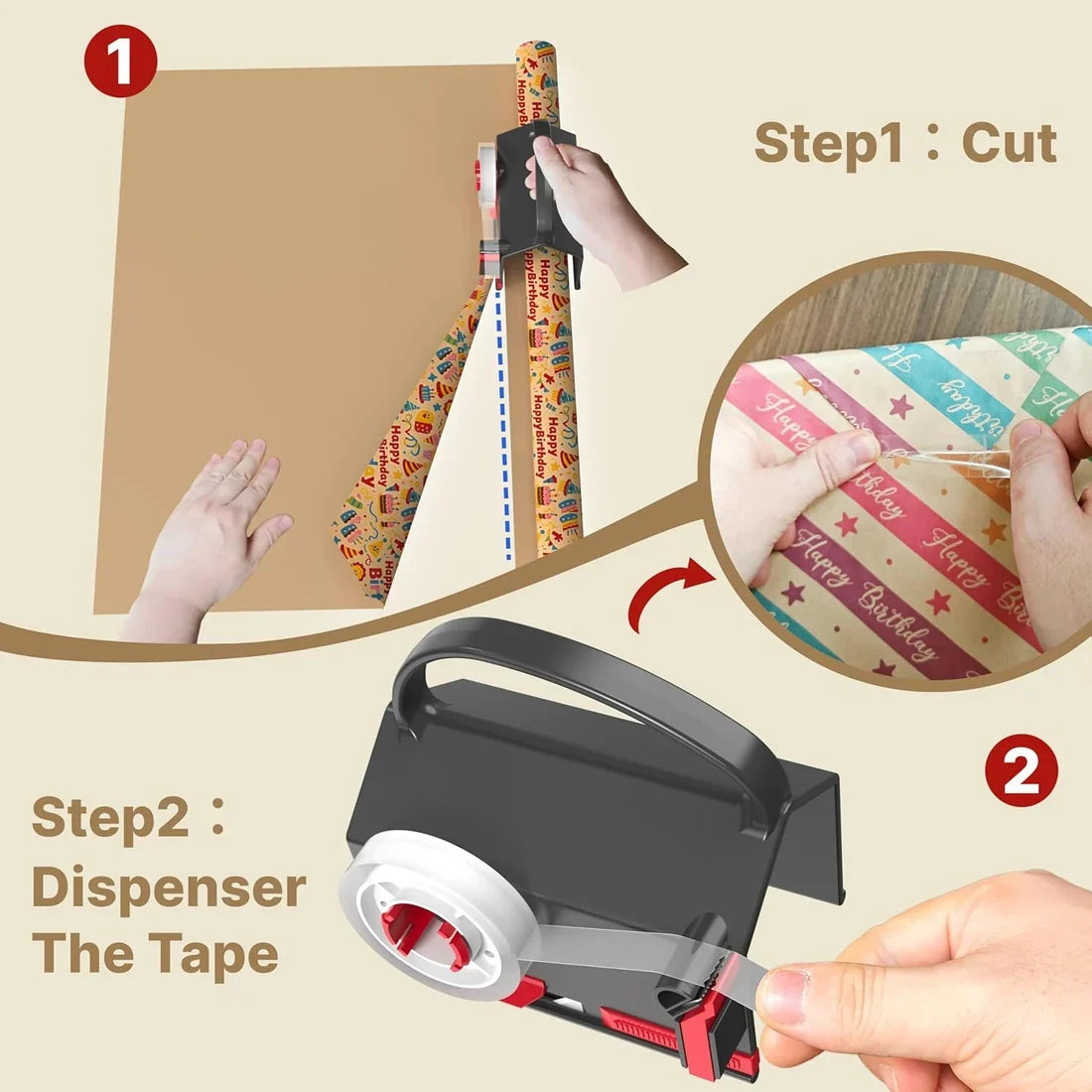Wrap Paper Cutter & Tape Dispenser