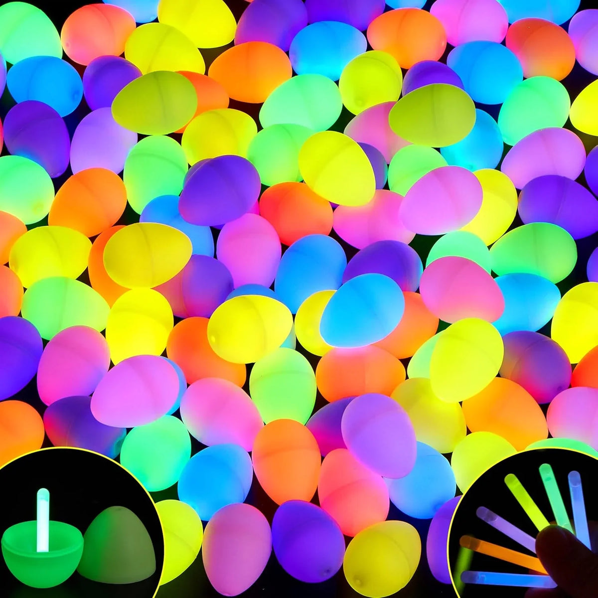 20pcs Luminous Easter Eggs with Mini Glow Sticks Glow in