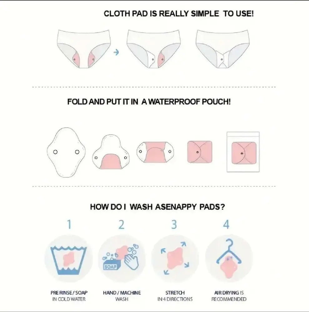 Reusable Cloth Period Pads Washable Napkin for Heavy Flow