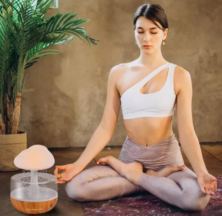 Rain Cloud Air Humidifier Mushroom Waterfall Lamp Water Drip Cloud Diffuser Cute Humidifier Night Light Aromatherapy Essential Oil Diffuser 7 Changing Colors Lights Raindrop