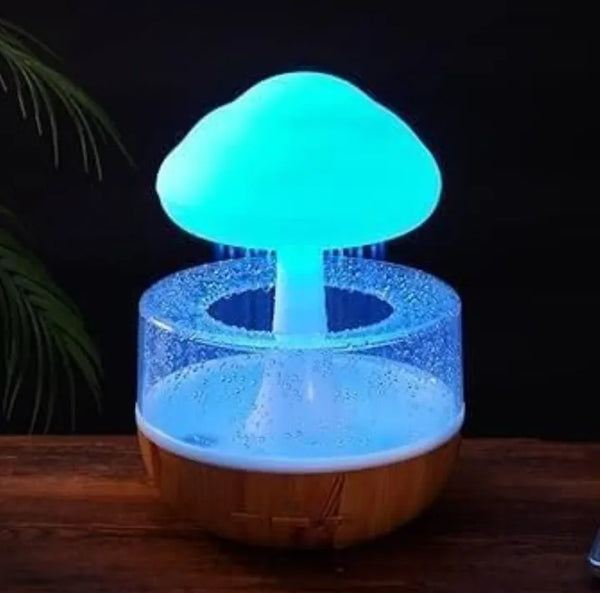 Rain Cloud Air Humidifier Mushroom Waterfall Lamp Water Drip Cloud Diffuser Cute Humidifier Night Light Aromatherapy Essential Oil Diffuser 7 Changing Colors Lights Raindrop