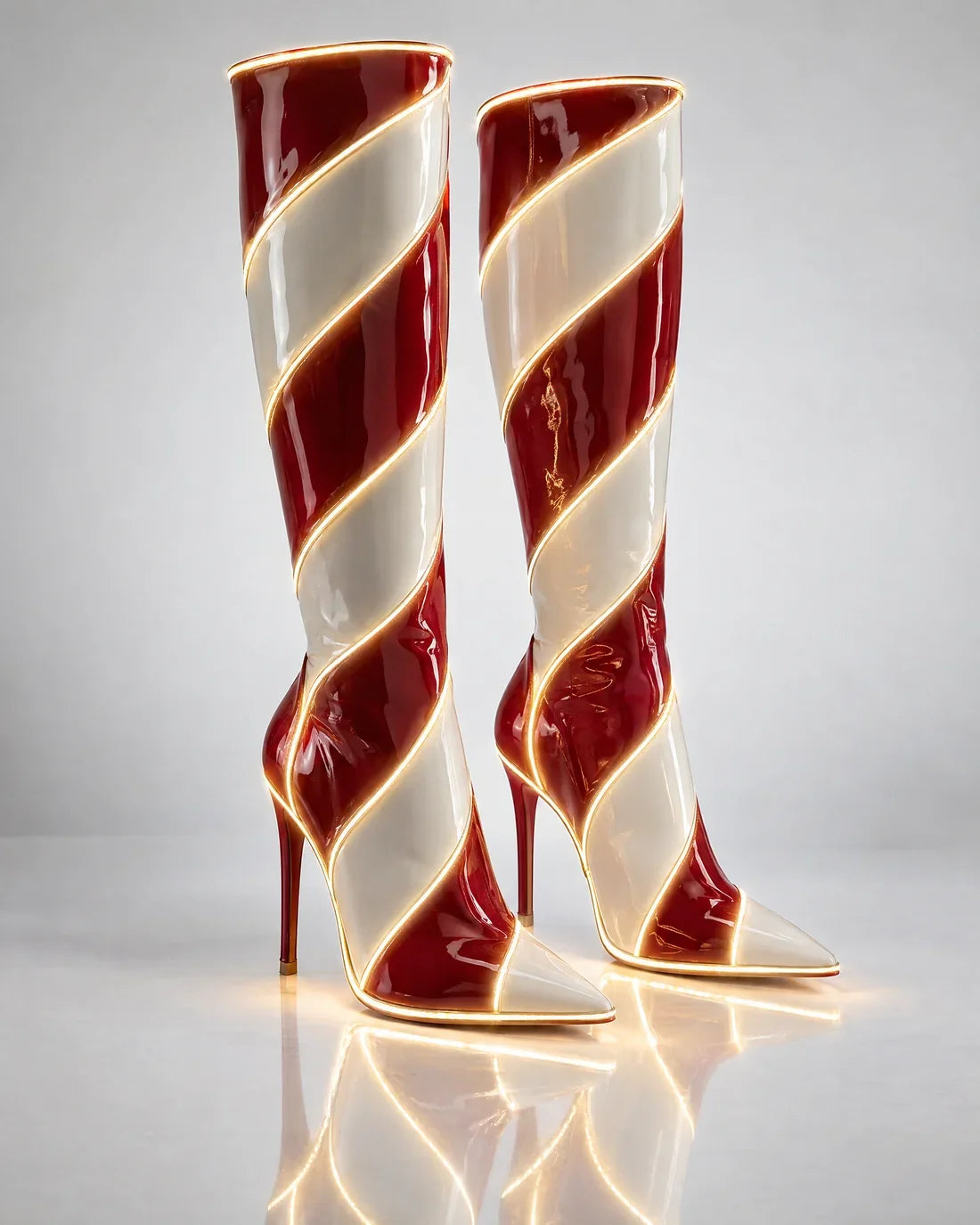 Multi-Color Knee-High Heeled Statement Boots