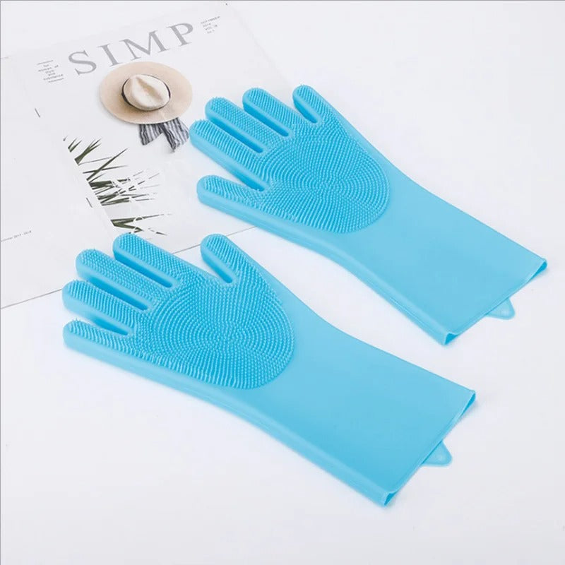 1 Pair Silicone Dishwashing Gloves Multifunctional Household Gloves Cleaning Kitchen Cleaning Heat Insulation Magic Gloves