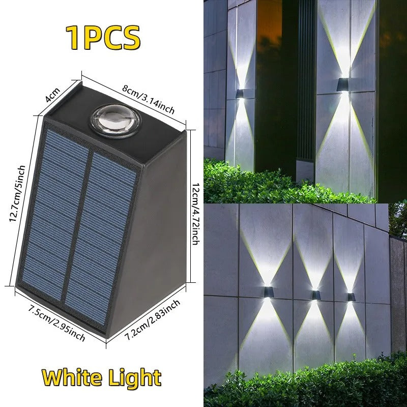 2 LED Solar Wall Lamp Waterproof Outdoor Solar Garden Decor Lights Up and Down Luminous Lighting for Street Balcony Garden Villa