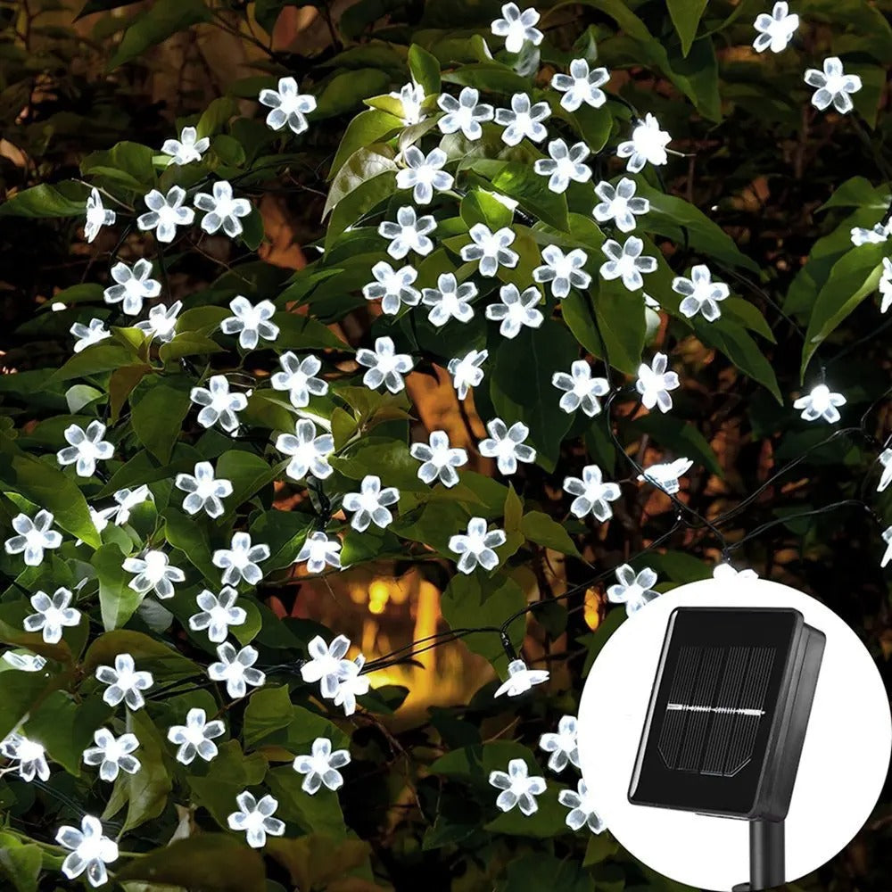 LED Solar String Lights Cherry Blossom Garland Lights Outdoor Solar Garden Patio Decor Lights Christmas Wedding Party Decoration