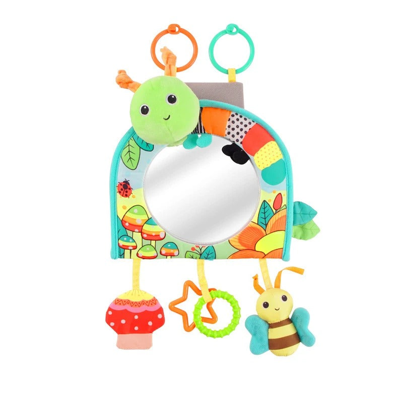 Baby Mirror Car Seat Toys Rear Teether and Crinkle Pape Fun Travel Infant Tummy Time Toys Babies Carseat Toy for Newborns Gifts