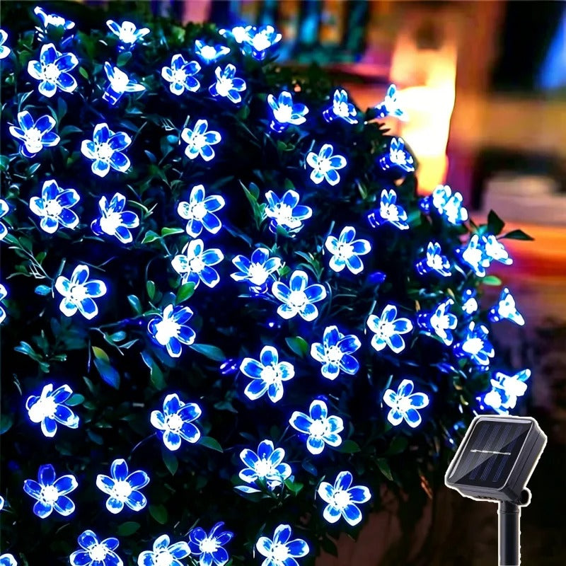 LED Solar String Lights Cherry Blossom Garland Lights Outdoor Solar Garden Patio Decor Lights Christmas Wedding Party Decoration