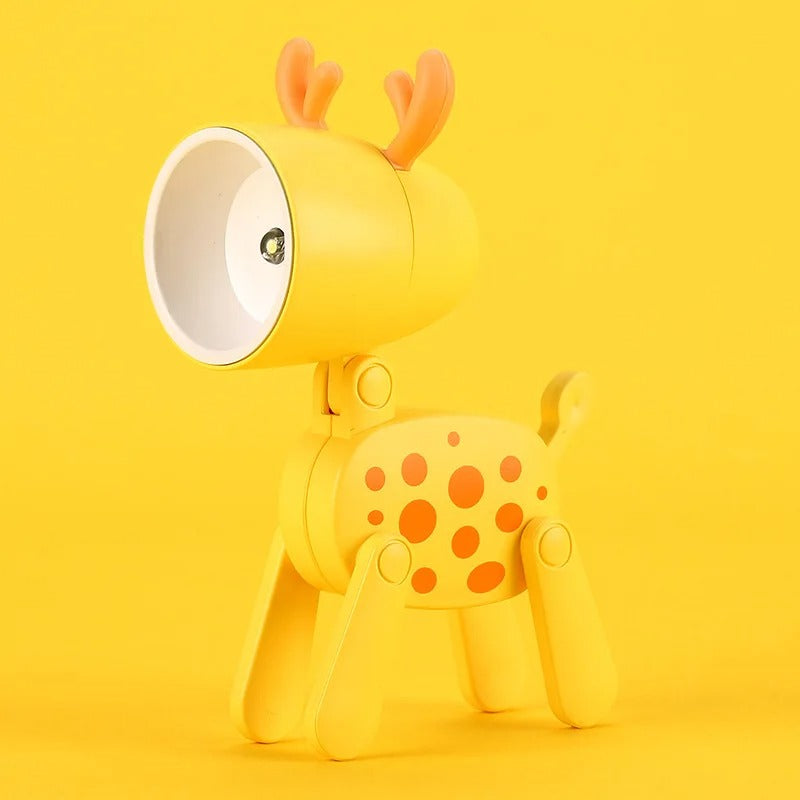 Mini Led Night Lights Folding Desk Lamp Cartoon Cute Pet Dog Deer Shape Nightlights Adjustable Kids Bedroom Bedside Decor Gift