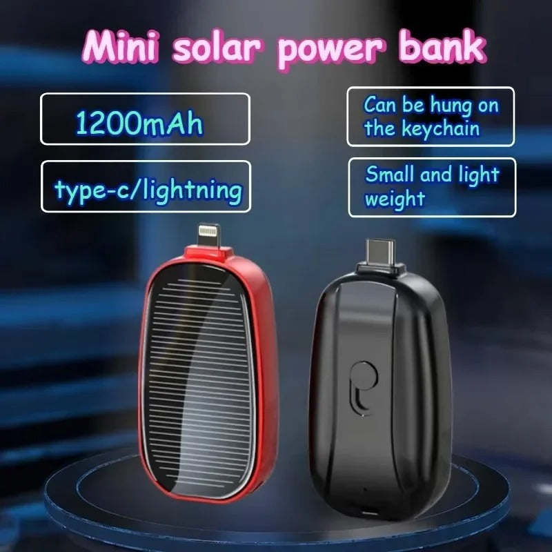 Emergency Solar Portable Power Bank Keychain Portable Charger Small Outdoor Camping External Battery For iPhone Xiaomi Samsung