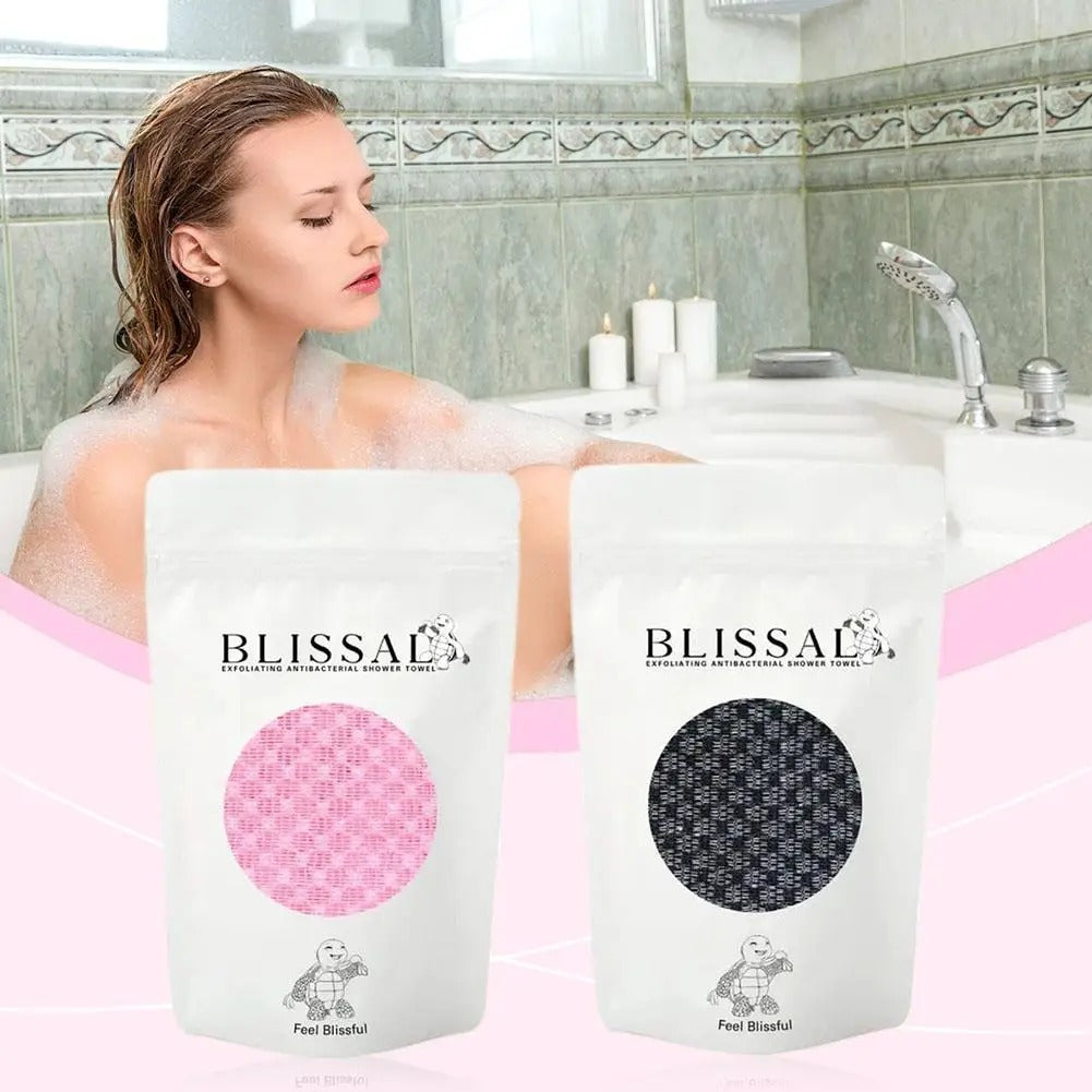Bath Towel Back Scrubbing Towel Dual Sided Durable Exfoliating Body Towel Back Strap Unisex Detox Mud Back Scrub Extended Towel