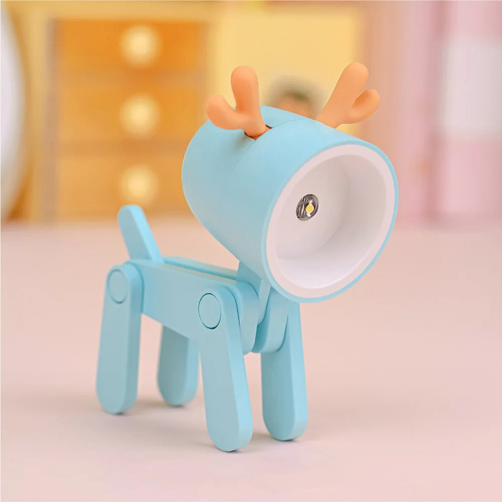 LED Night Light Mini Folding Desk Lamp Cute Pet Lights Dog Deer Portable Night Light Student Living Room Decor Gift