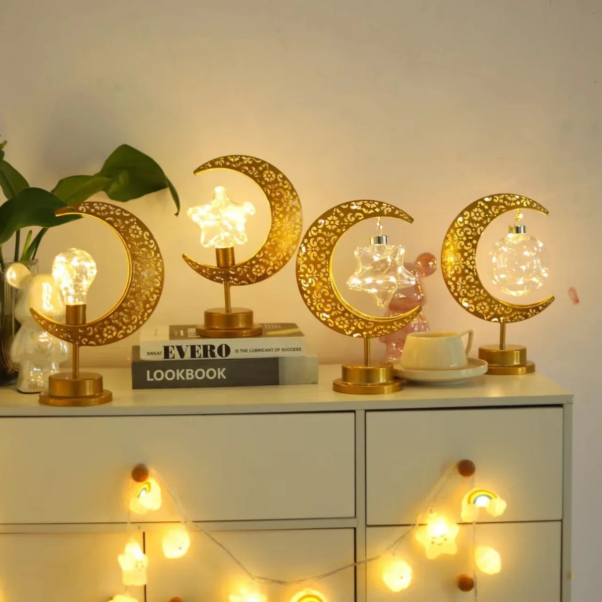 2026 Ramadan Decoration LED Star Moon Candle Lamp Eid Mubarak Night Light for Islamic Muslim Party Ornaments Eid Al-Fitr Gifts