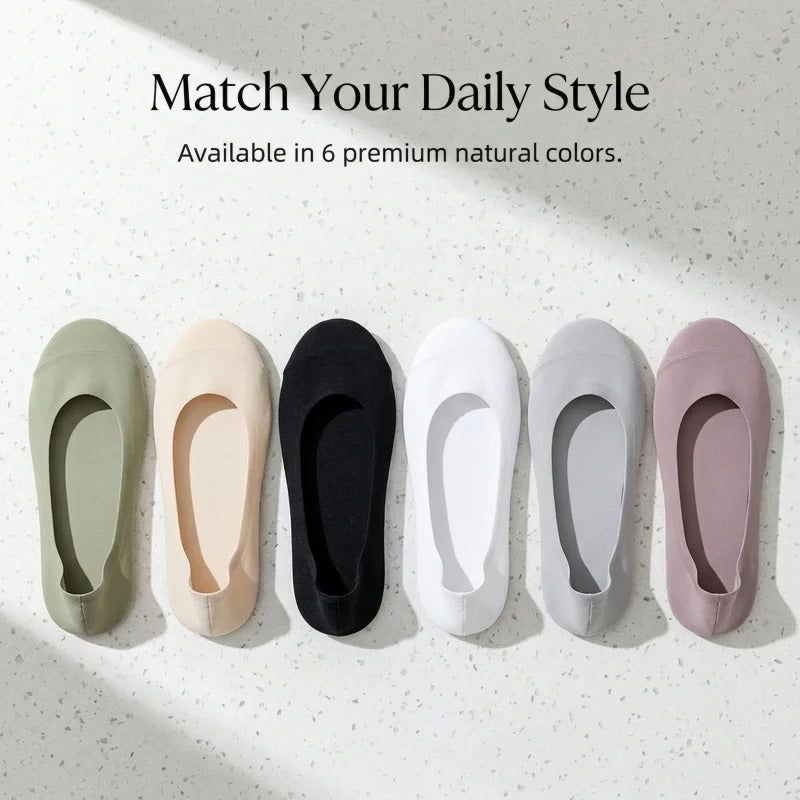 5Pair-Set Non-Slip Women Invisible Boat Socks with Silicone Heel,Ultra Low Cut Hidden Socks Flats,Loafers,Sneakers,All Day Wear