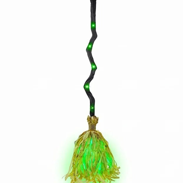1pc Animated Witch Broom with Light and Sound Moving Broomstick Halloween Decor for Haunted House Party Indoor Display