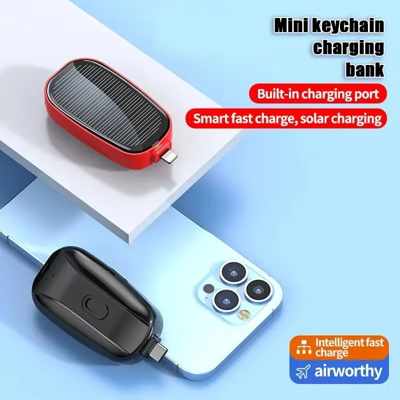 Emergency Solar Portable Power Bank Keychain Portable Charger Small Outdoor Camping External Battery For iPhone Xiaomi Samsung
