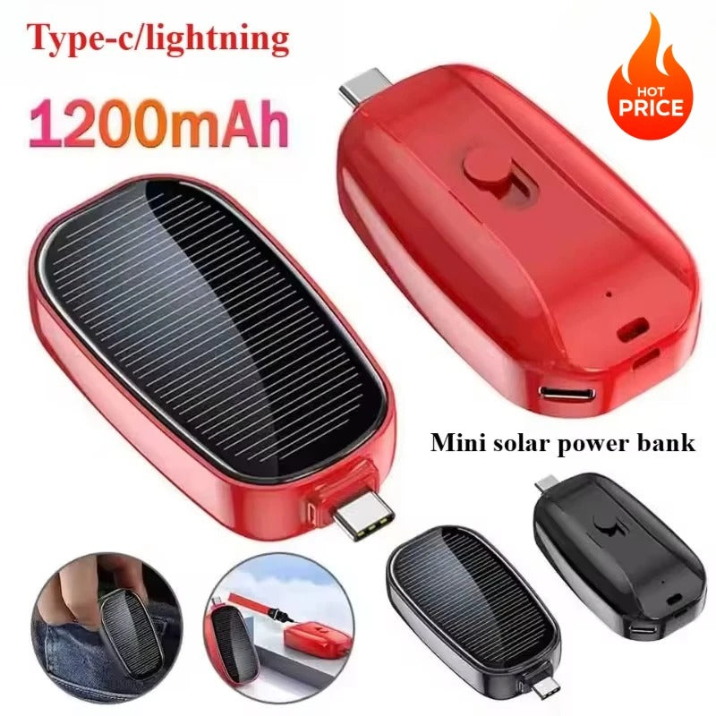 Emergency Solar Portable Power Bank Keychain Portable Charger Small Outdoor Camping External Battery For iPhone Xiaomi Samsung