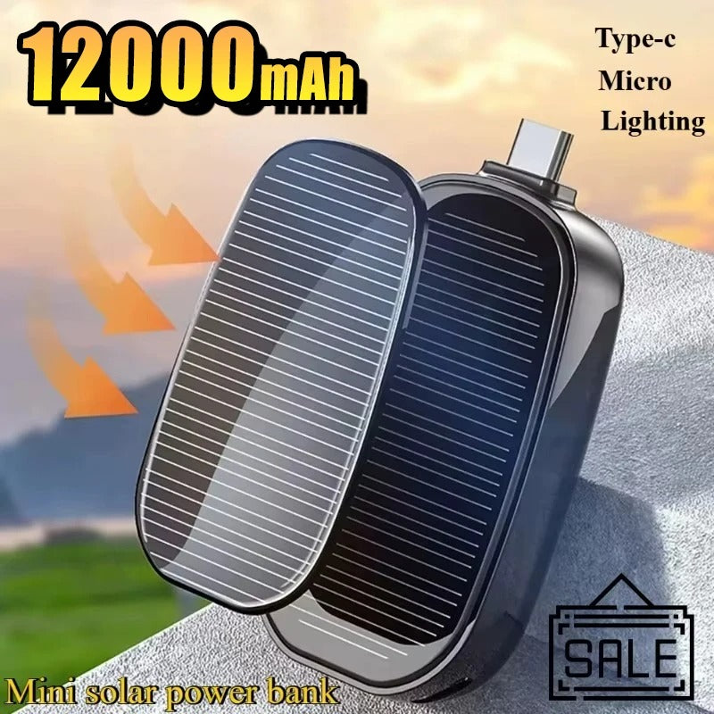 Emergency Solar Portable Power Bank Keychain Portable Charger Small Outdoor Camping External Battery For iPhone Xiaomi Samsung