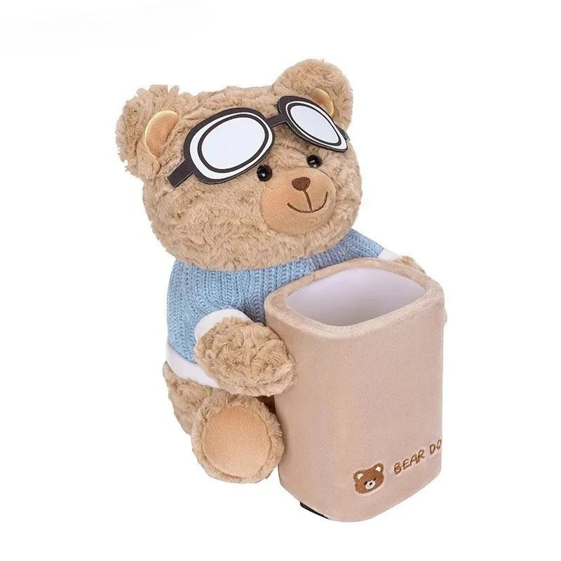 Cute Bear Car Tissue Holder and Bin 2-in-1, Car Armrest Storage Rack