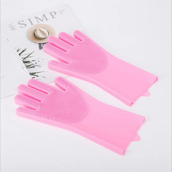 1 Pair Silicone Dishwashing Gloves Multifunctional Household Gloves Cleaning Kitchen Cleaning Heat Insulation Magic Gloves