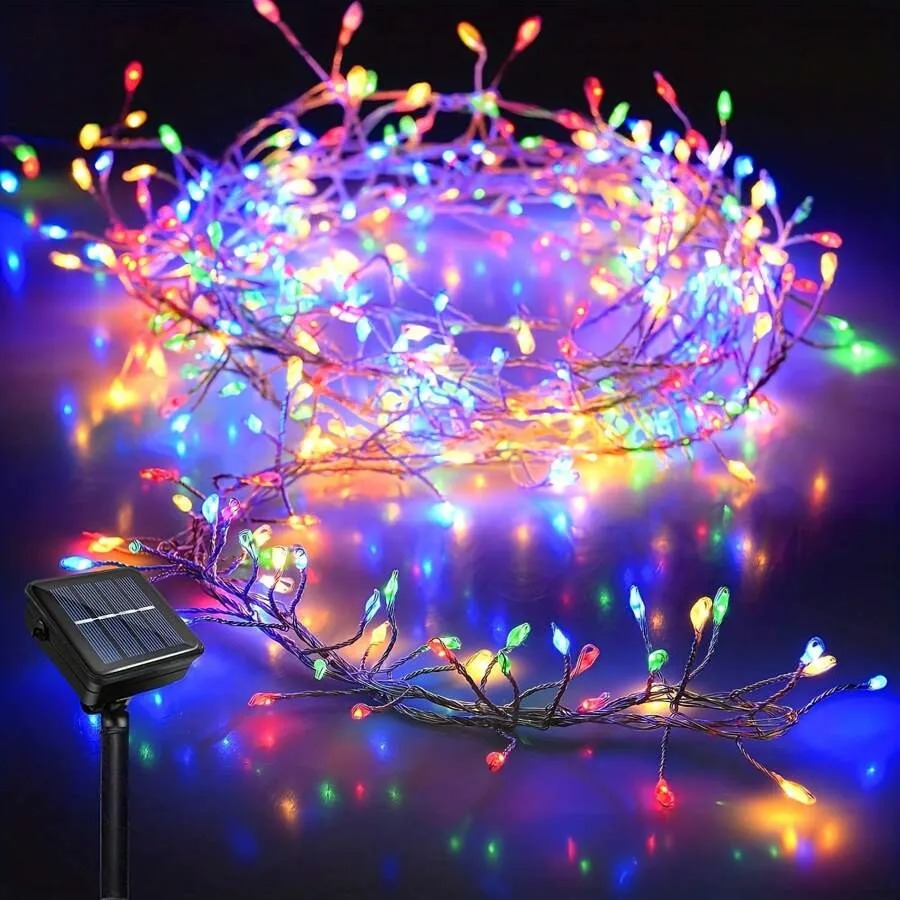 LED Solar Firecracker String Lights Garden Garland Fairy Light Outdoor Waterproof Holiday Decor Lamp for Wedding Party Christmas