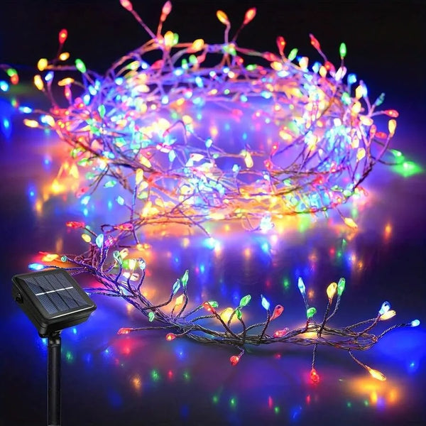 LED Solar Firecracker String Lights Garden Garland Fairy Light Outdoor Waterproof Holiday Decor Lamp for Wedding Party Christmas