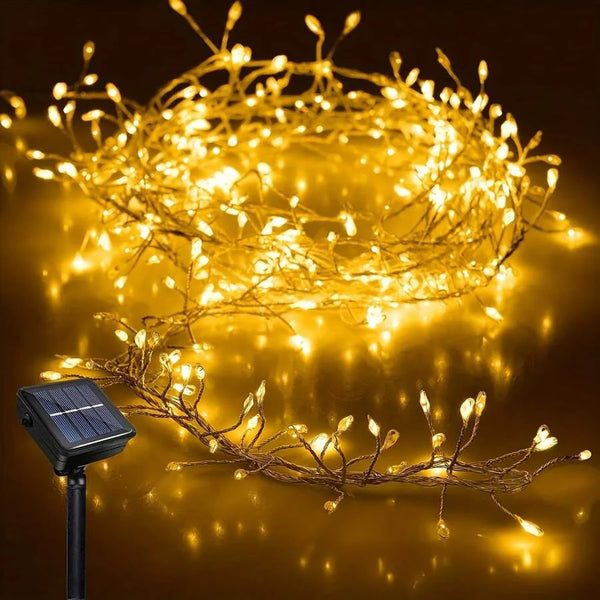 LED Solar Firecracker String Lights Garden Garland Fairy Light Outdoor Waterproof Holiday Decor Lamp for Wedding Party Christmas