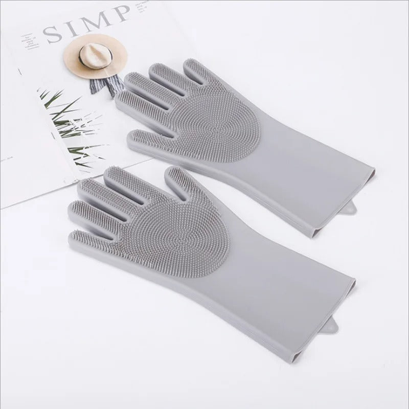 1 Pair Silicone Dishwashing Gloves Multifunctional Household Gloves Cleaning Kitchen Cleaning Heat Insulation Magic Gloves