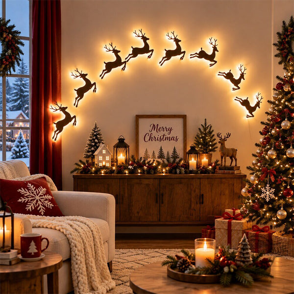 Lighted Reindeer Christmas Wall Decor